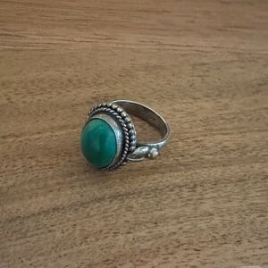 Vintage Sterling Silver Green Stone Statement Ring